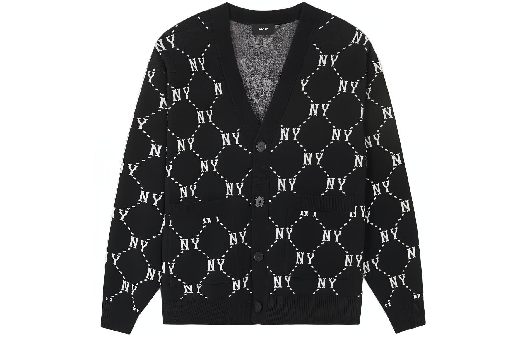 MLB Knitwear Black Vneck Moderate Cardigan