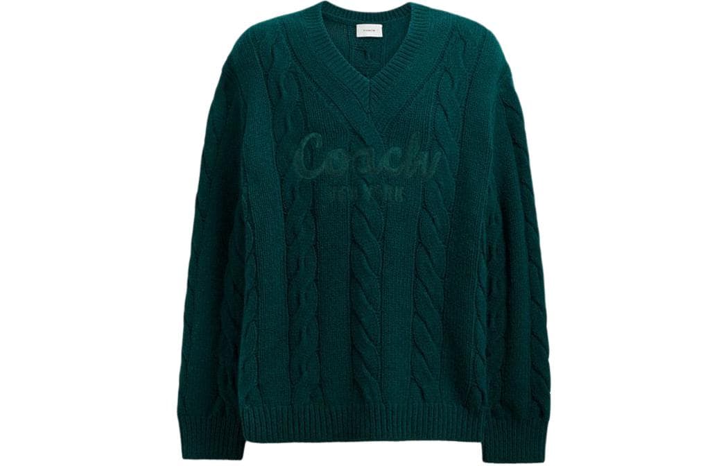 COACH Sweaters Green Vneck Moderate Straight Fit