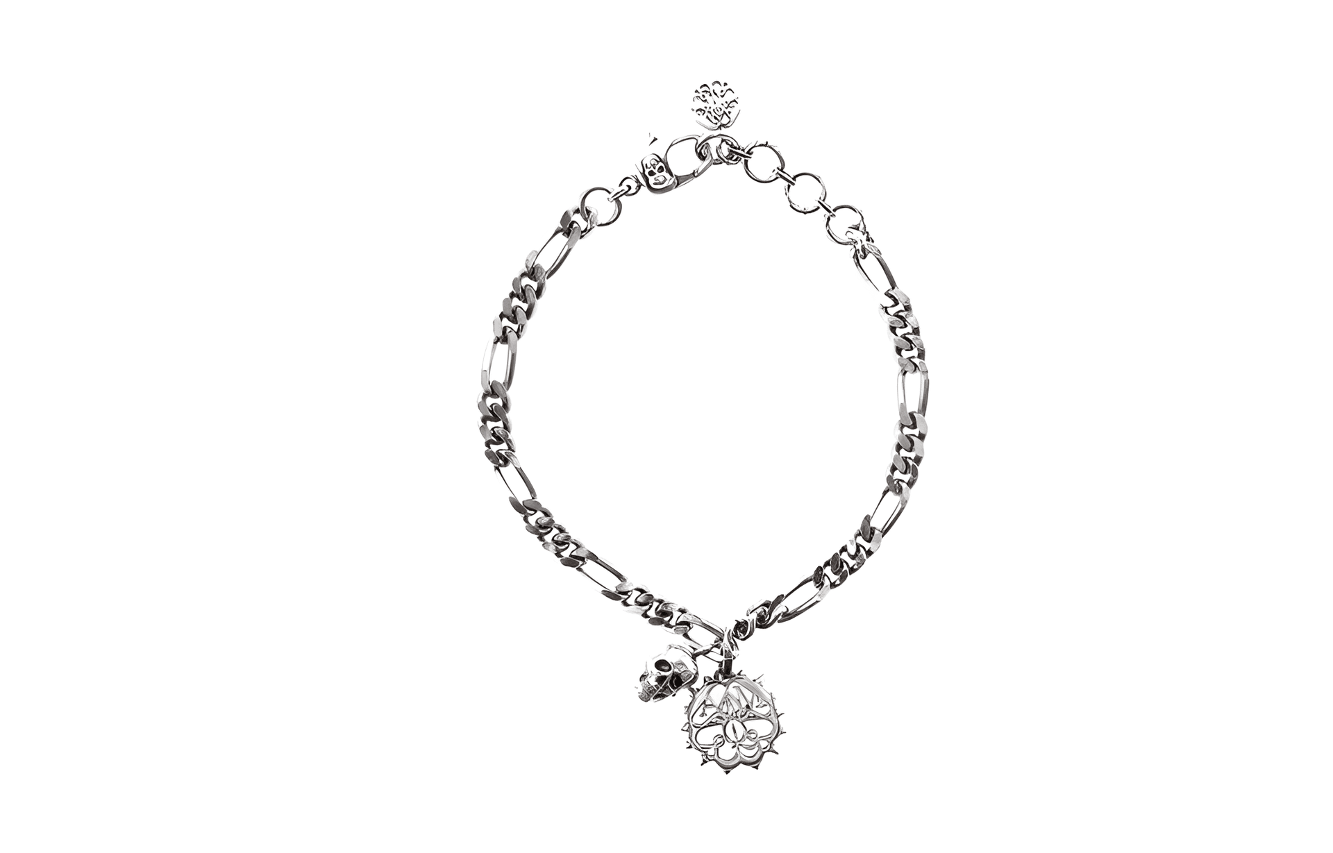 Alexander McQueen Studded Seal Skull Bracelet Silver