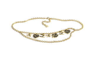 CHANEL Logo Hanging Sign Waist Chains Gold