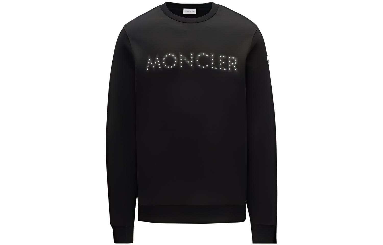 Moncler Sweatshirts Black Crew Neck Moderate
