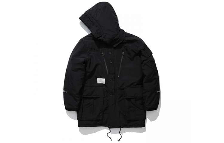 MADNESS Puffer Jackets Black Hooded Moderate Parka Puffer Jacket Black