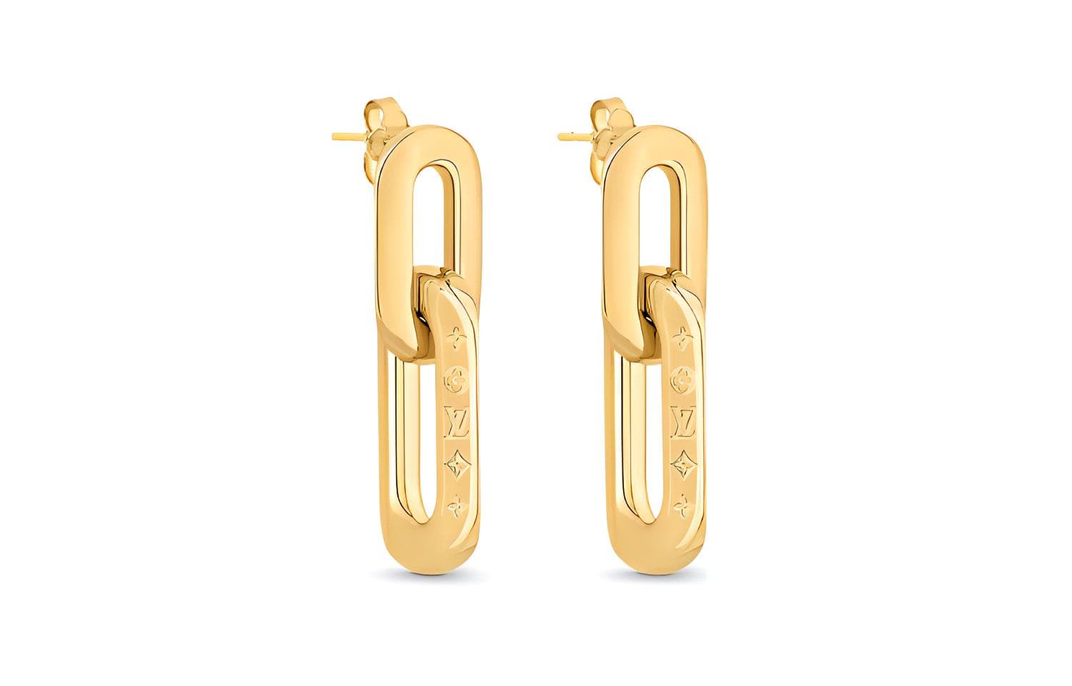 LOUIS VUITTON Lv Edge Double Earrings Gold