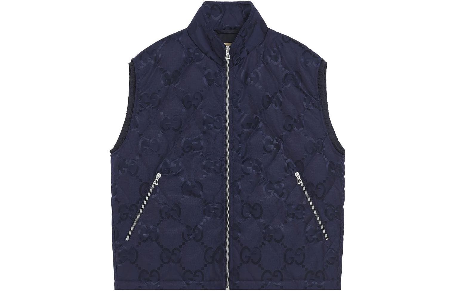 GUCCI Vests Blue Stand Collar Moderate Straight Fit