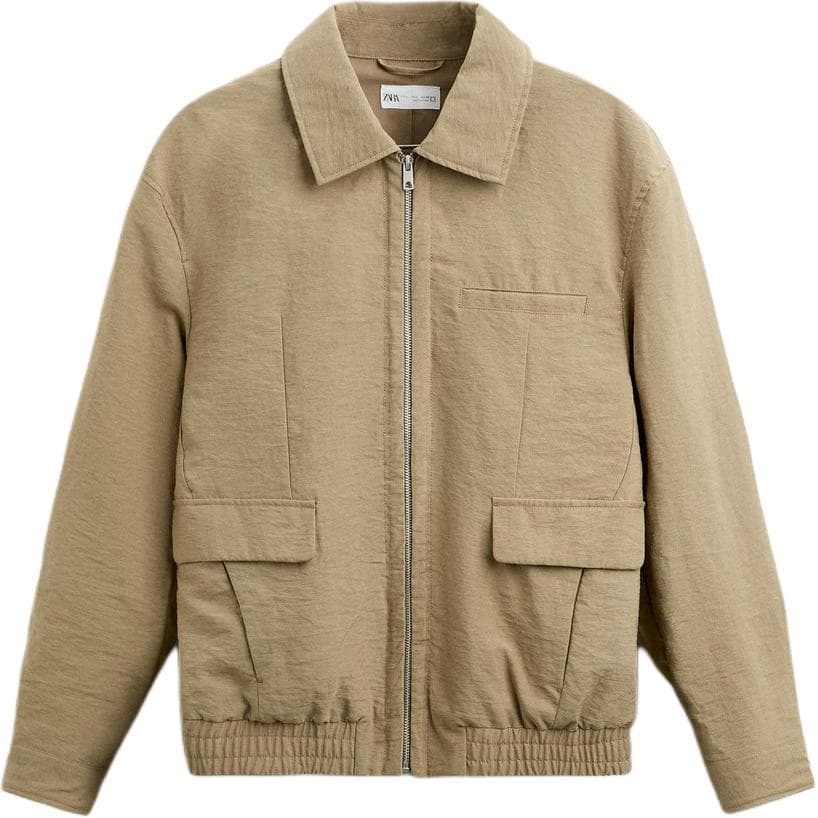 ZARA Jackets Tan Lapel Moderate Straight Fit