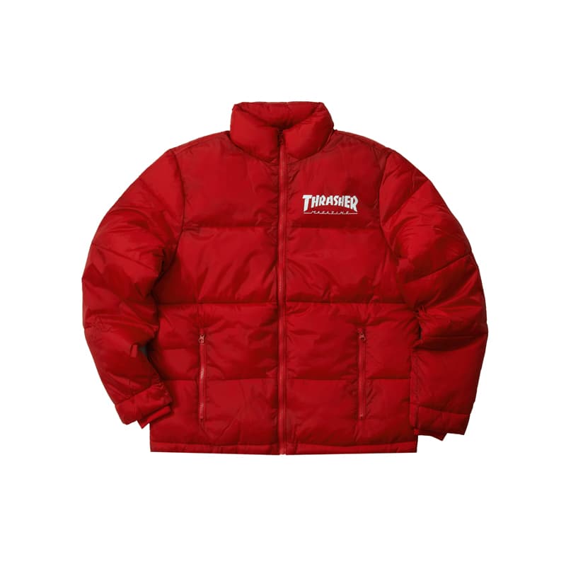 Thrasher Puffer Jackets Stand Collar Moderate Straight Fit