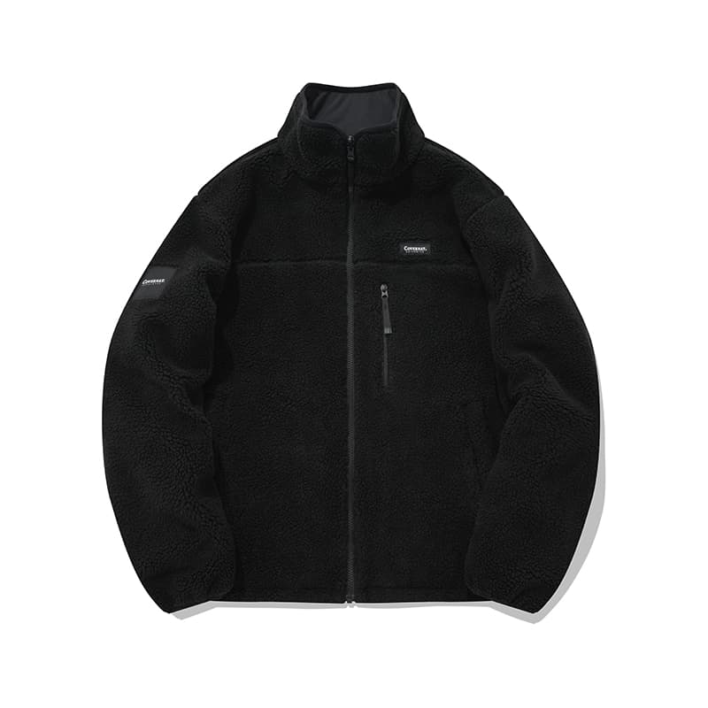 COVERNAT Velvet Jackets Black Stand Collar Moderate Black