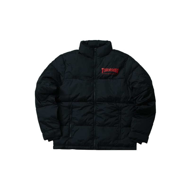 Thrasher Puffer Jackets Stand Collar Moderate Straight Fit