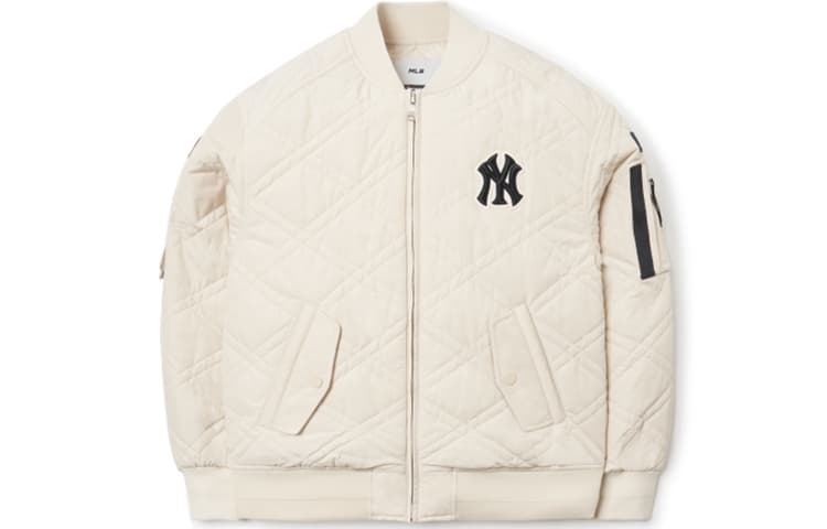 MLB Base Logo Baseball Jerseys Beige Yellow Baseball Collar Moderate Straight Fit Beige Yellow