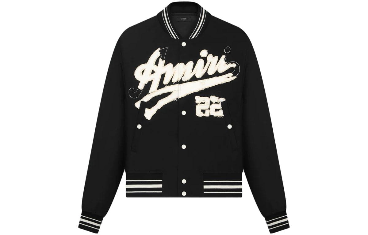AMIRI Baseball Jerseys Black Baseball Collar Moderate Straight Fit Black