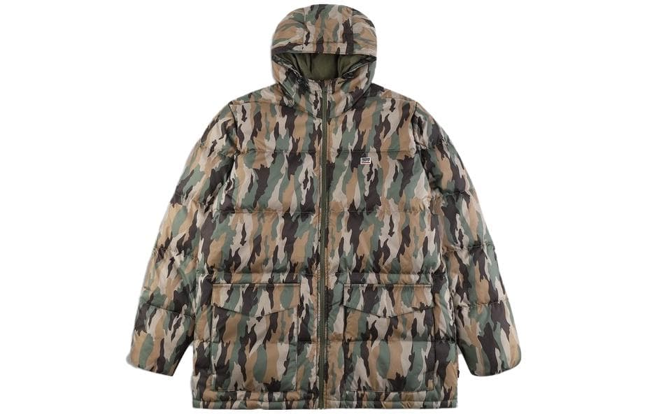 Levi's Down Jackets Green Camouflage Hooded (Nondetachable) Moderate