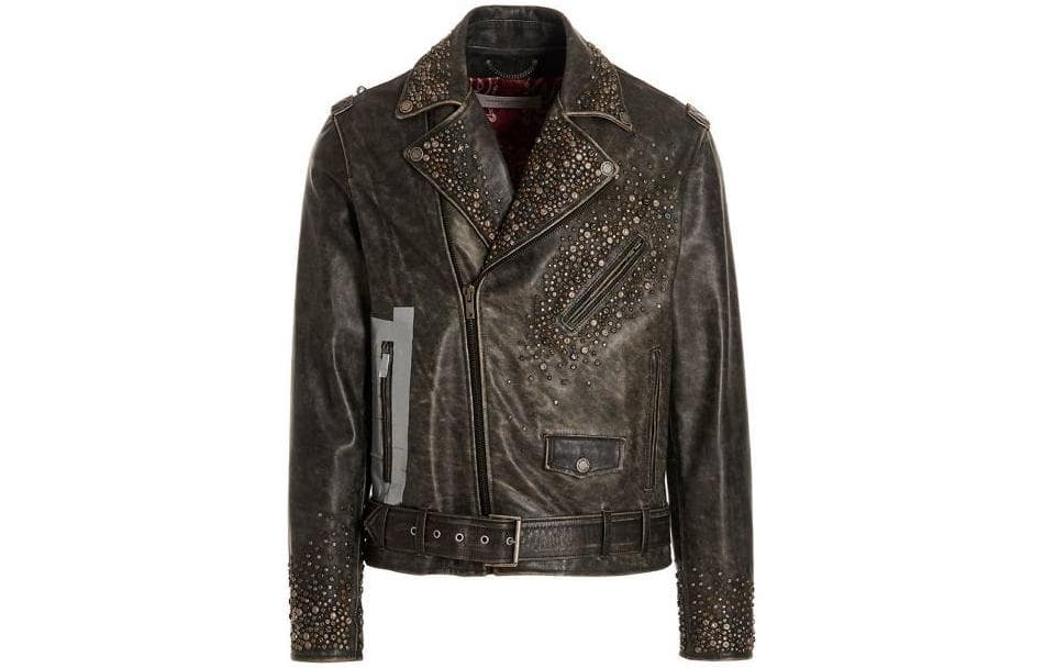 Golden Goose Distressed Biker Jacket Brown