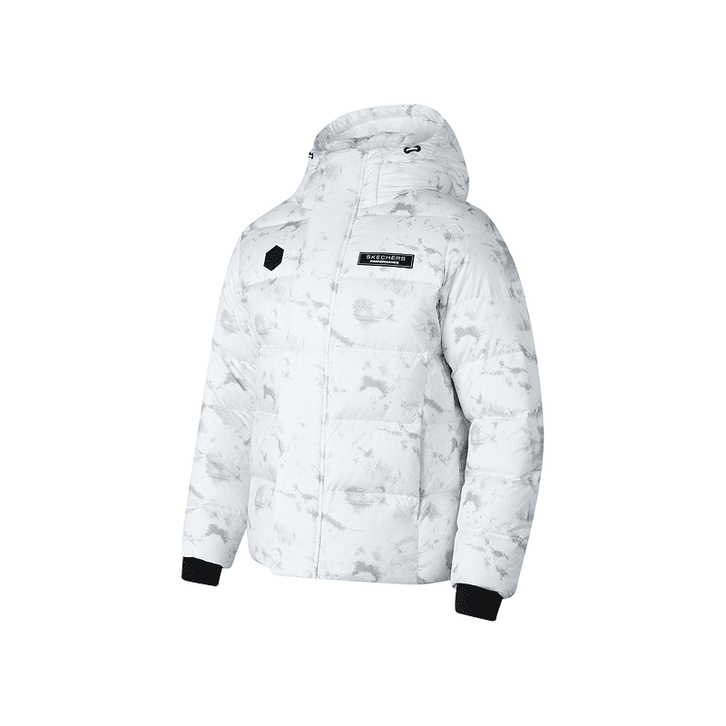 Skechers Down Jacket White Gray All Over Print White Gray All over Print/037J