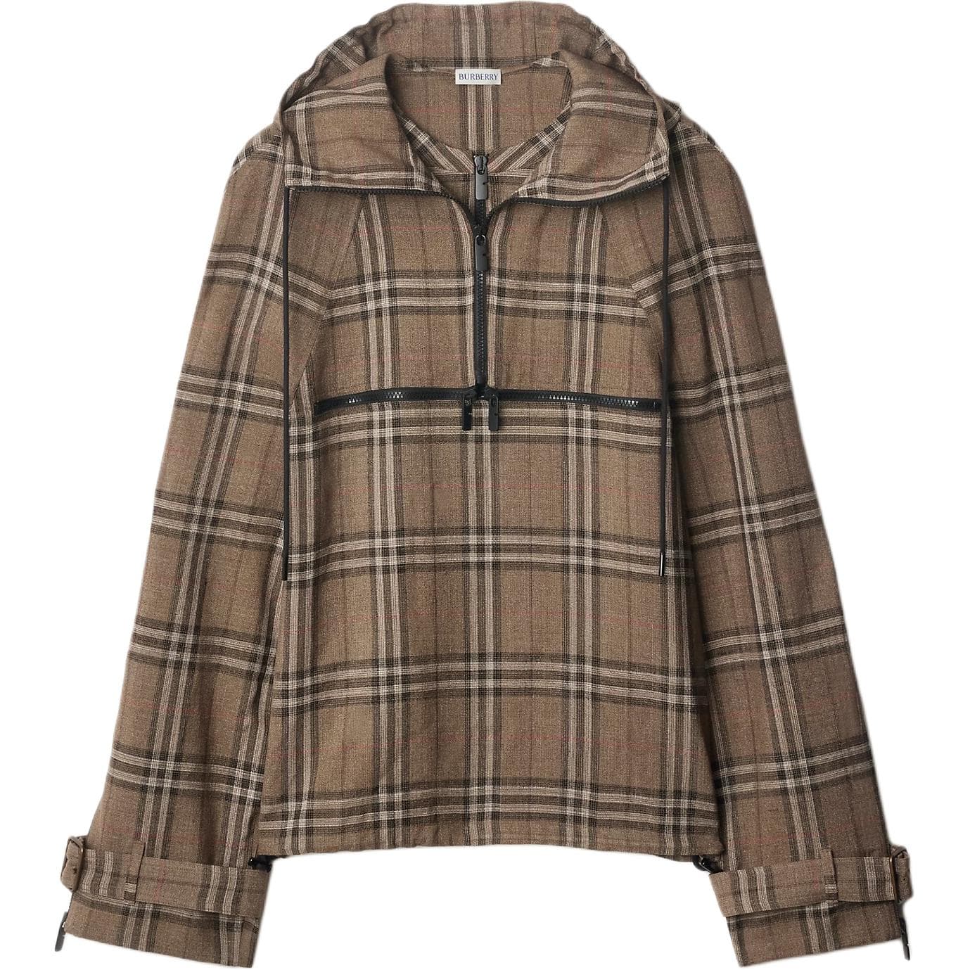 Burberry Checked Hooded Half Zip Jacket