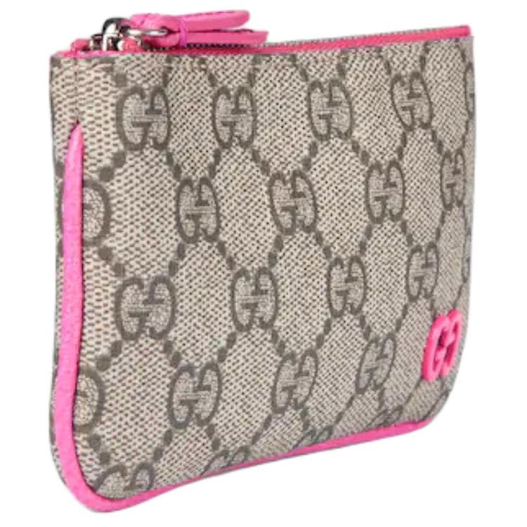 GUCCI Decoration Key Pouch Pink & Beige