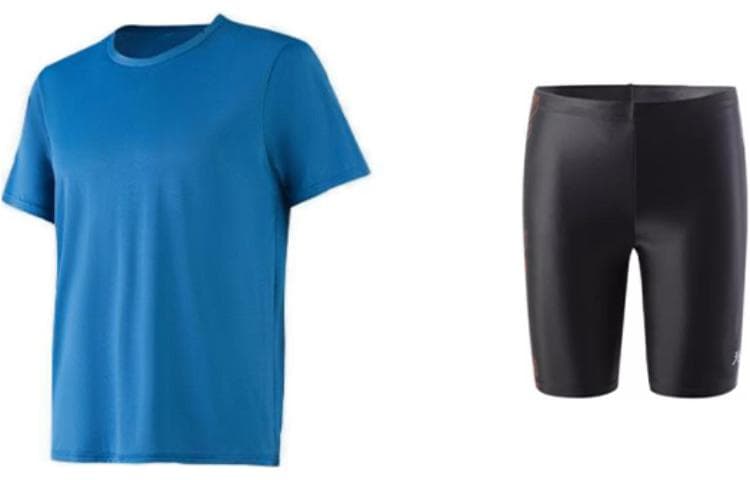 Set (dark green top + black and blue bottom)