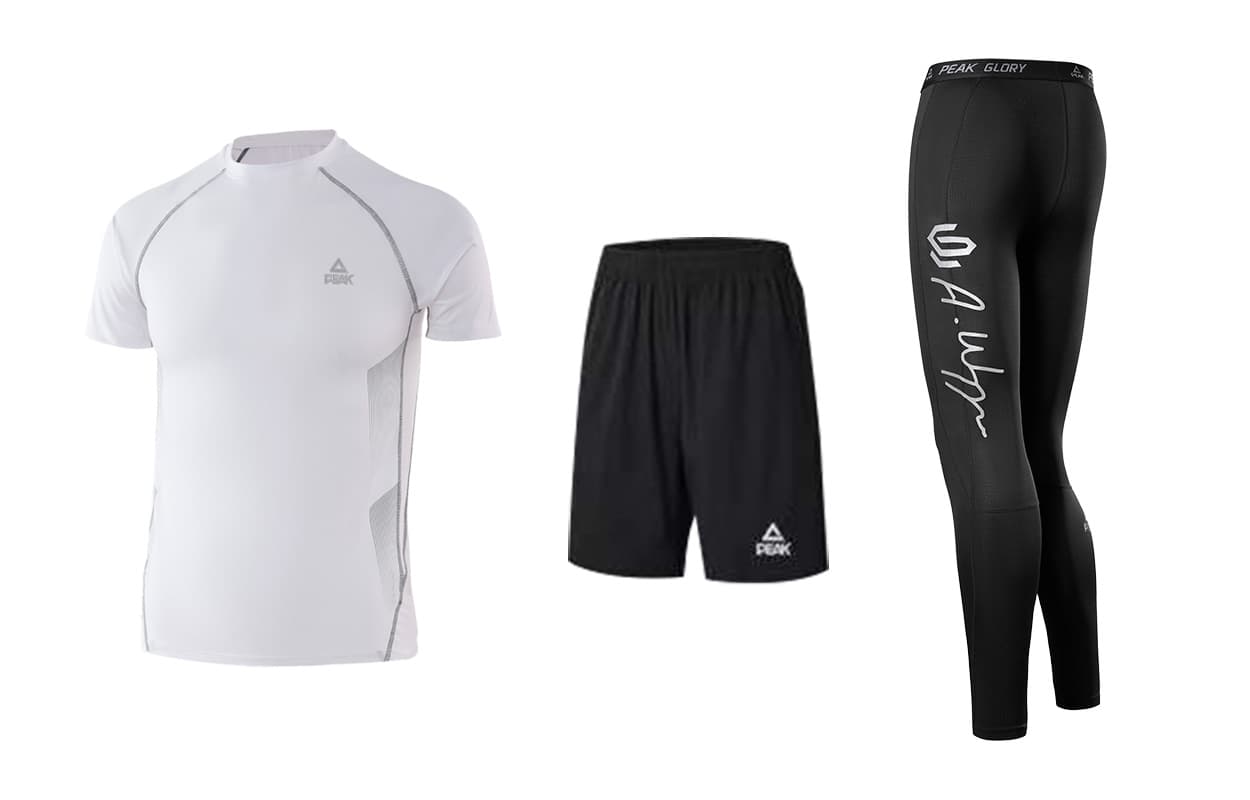 ThreePiece Set (White ShortSleeved TShirt+Tight Pants+Sports Shorts)