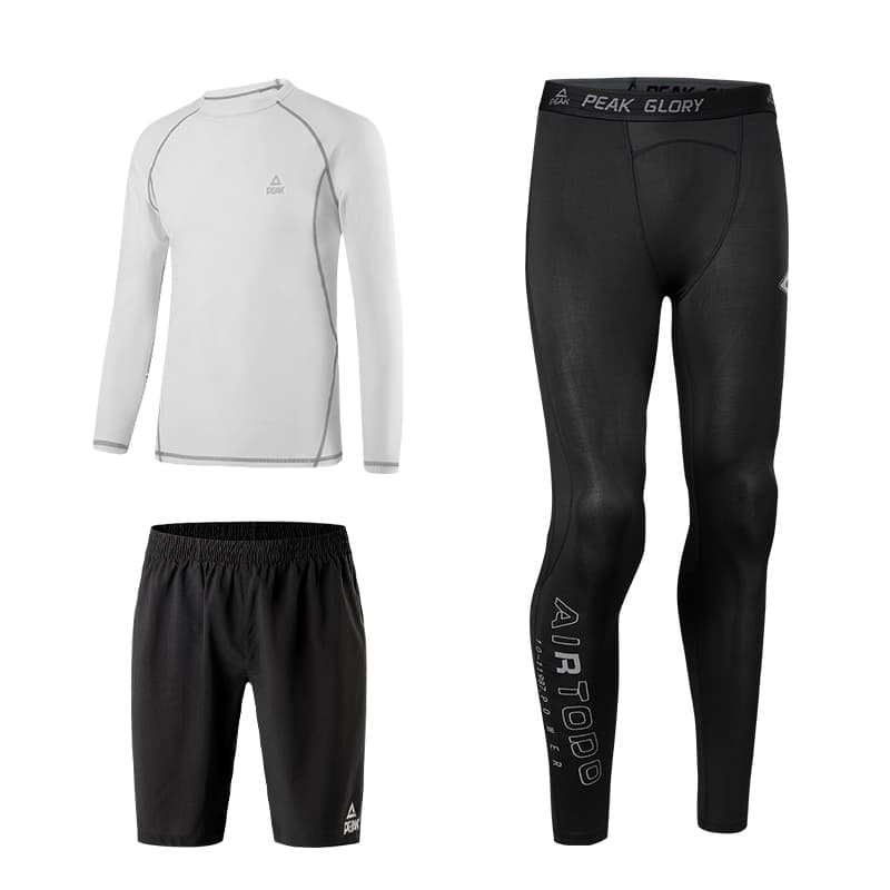 ThreePiece Set (White LongSleeved Shirt+Black Pants+Shorts)