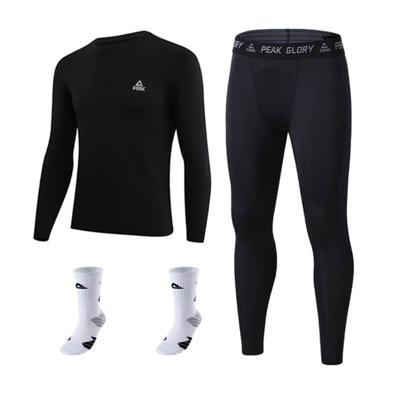 Black FleeceLined Set+Gray Black Basketball Socks 2 Pack
