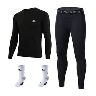 PEAK Fitness Sets Crew Neck Thickened Fleece Lined
