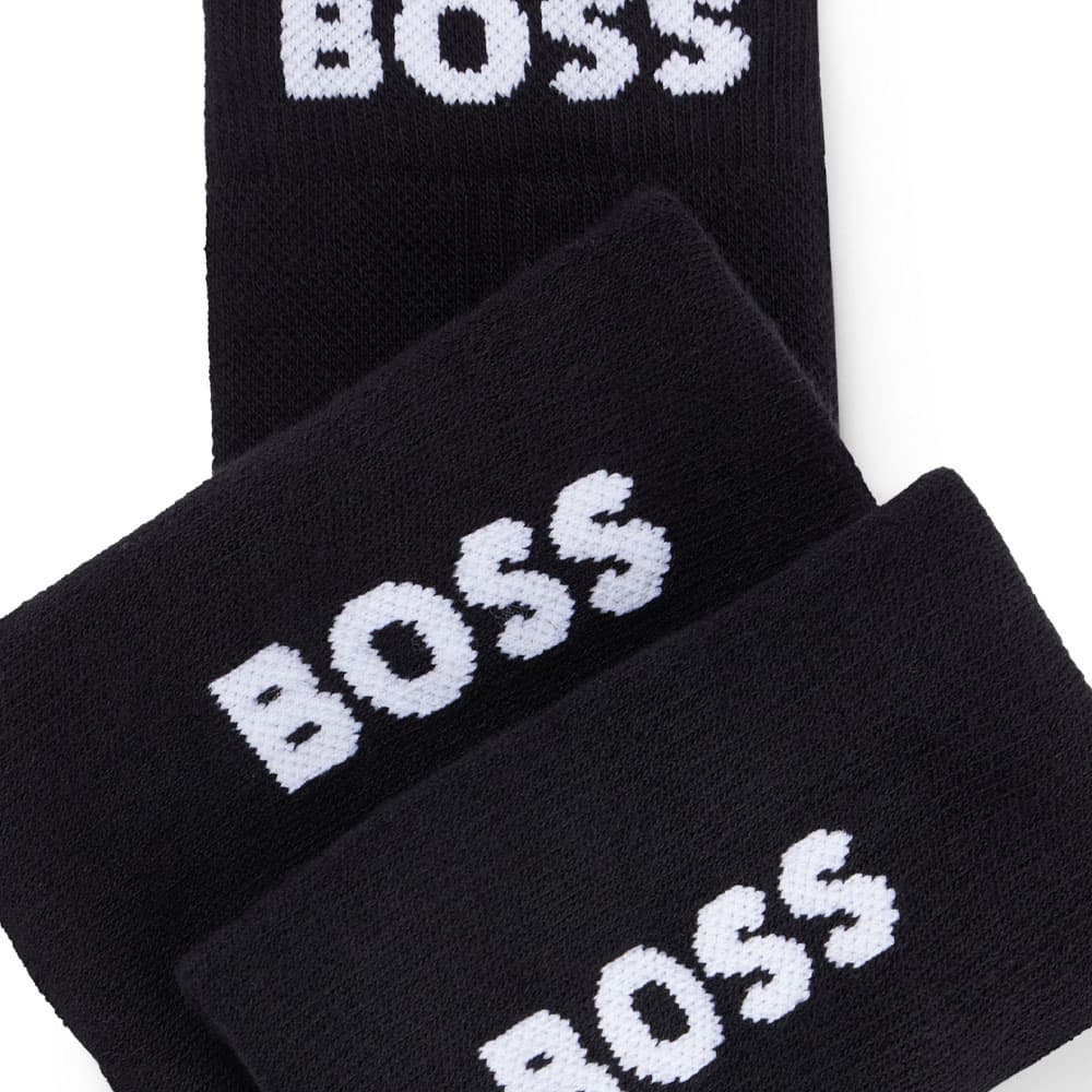 HUGO BOSS Logo Trimmed Regular Length Wristbands Gift Set Sets 1 Pack Black