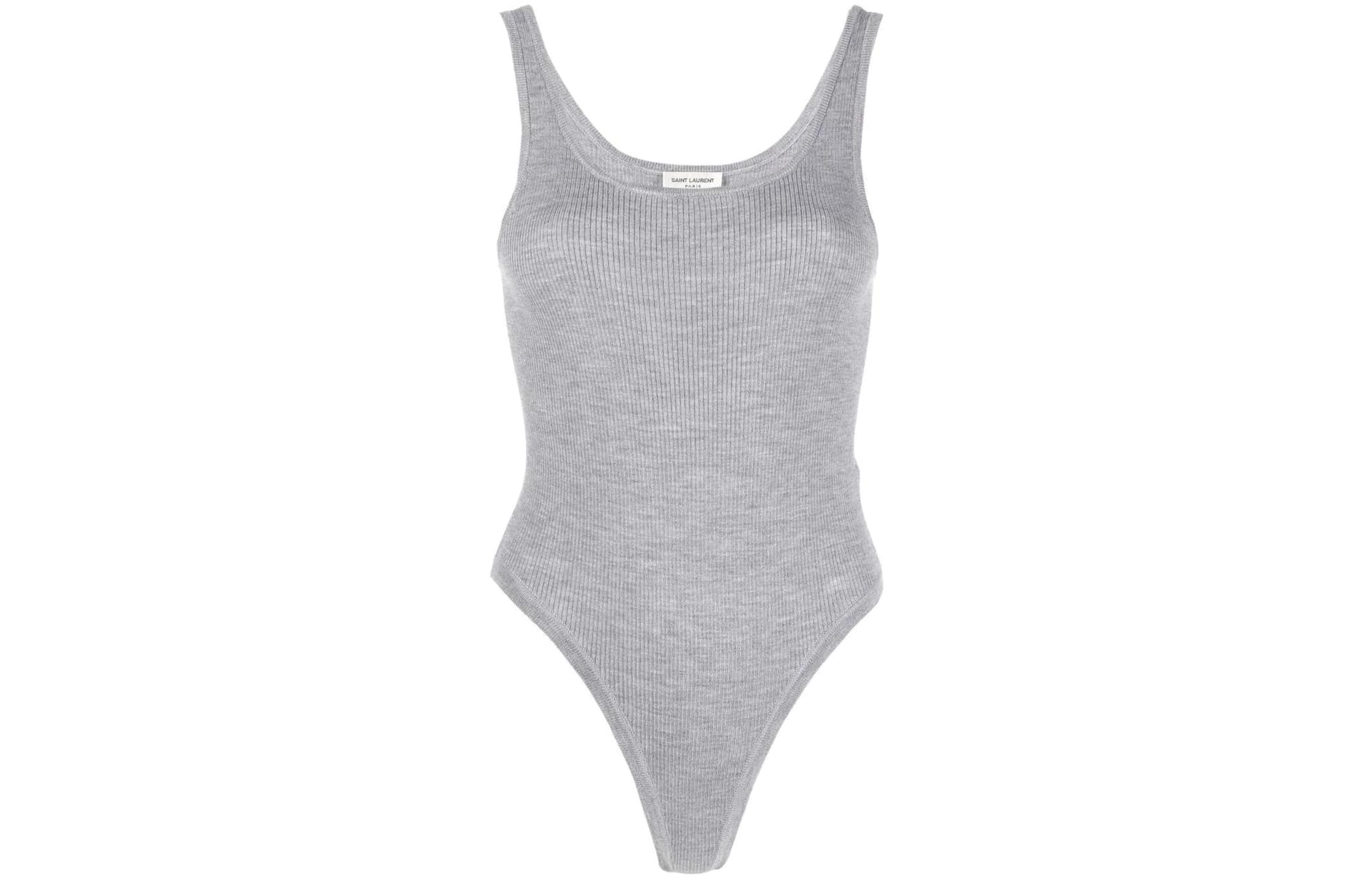 SAINT LAURENT Bodysuits Gray Crew Neck Gray