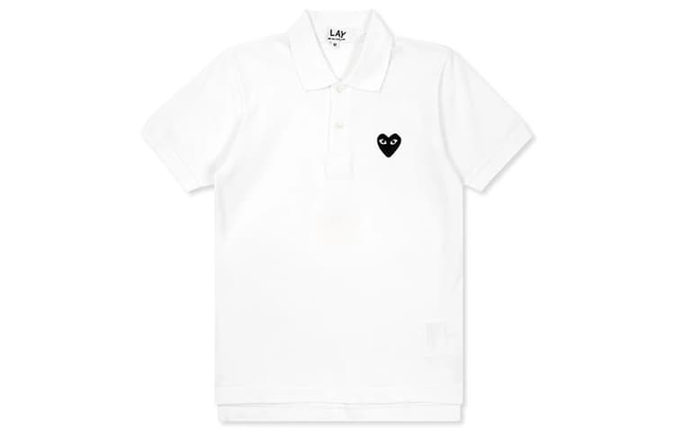 CDG Play Polo Shirts White Polo Collar Moderate Straight Fit White