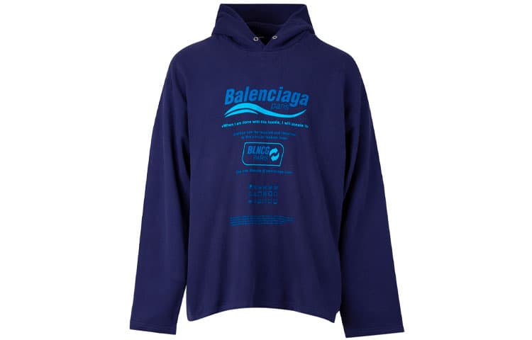 Balenciaga Dry Cleaning Logo Hoodie Blue