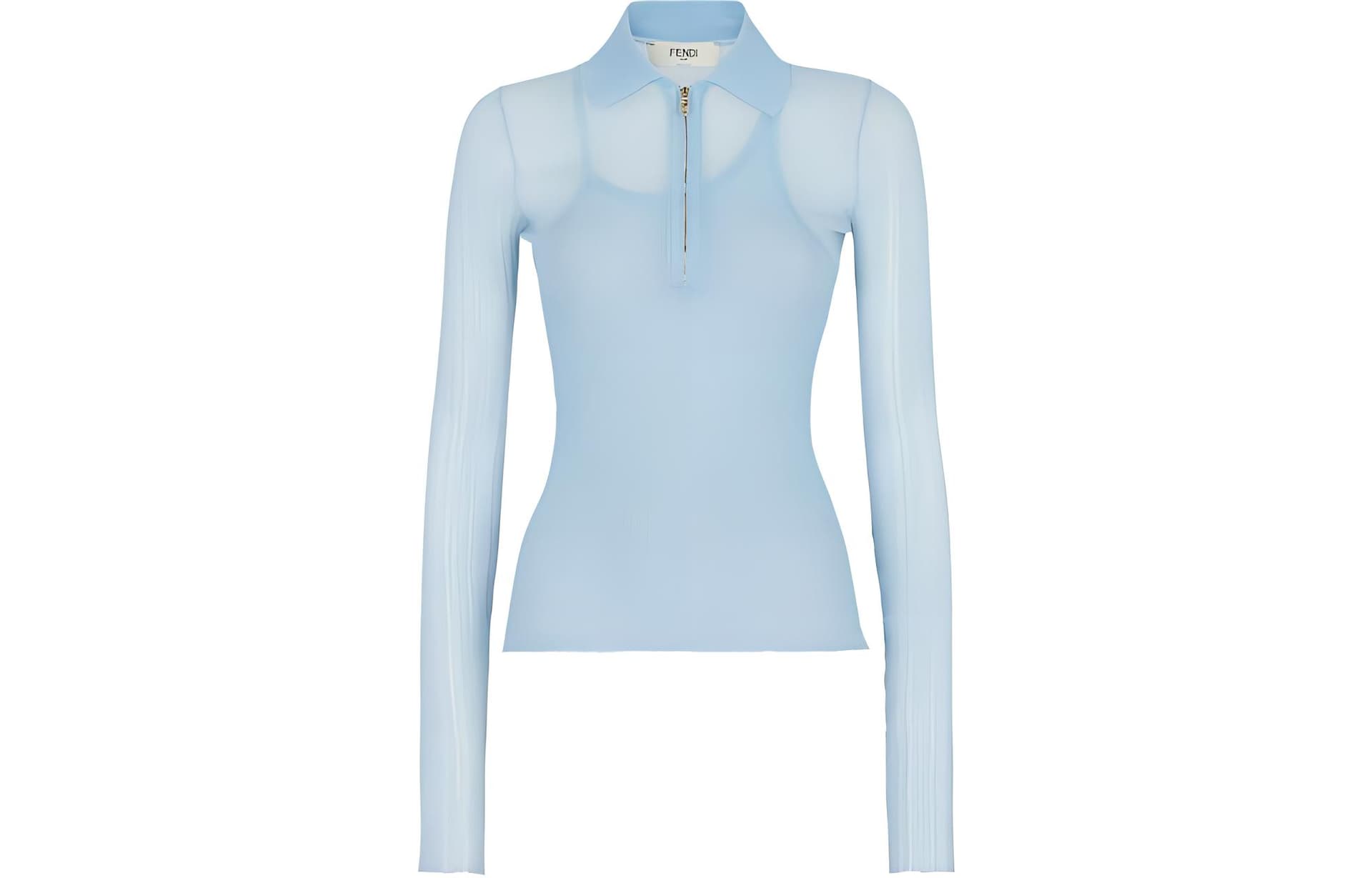 FENDI Polo Shirts Blue Moderate Straight Fit Blue
