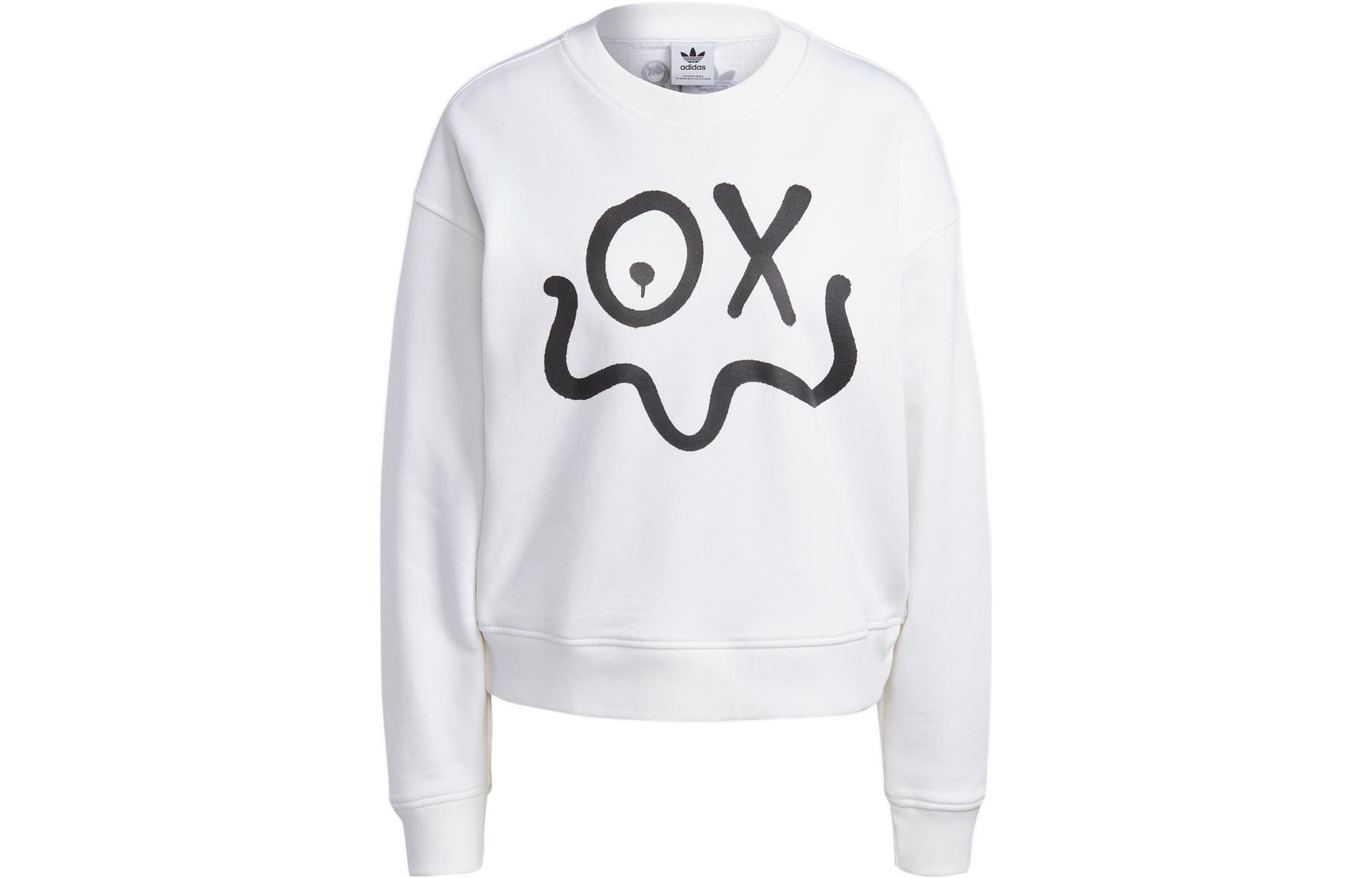 Adidas Originals Sweatshirts White Crew Neck Moderate Straight Fit