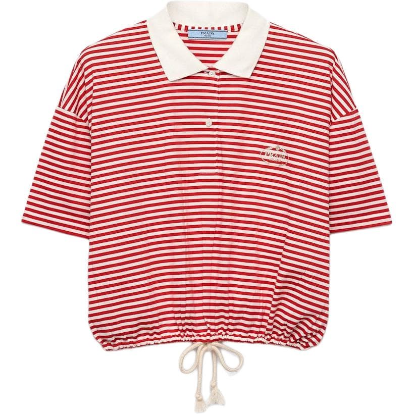 PRADA Polo Shirts Red Moderate Nippedin Waist
