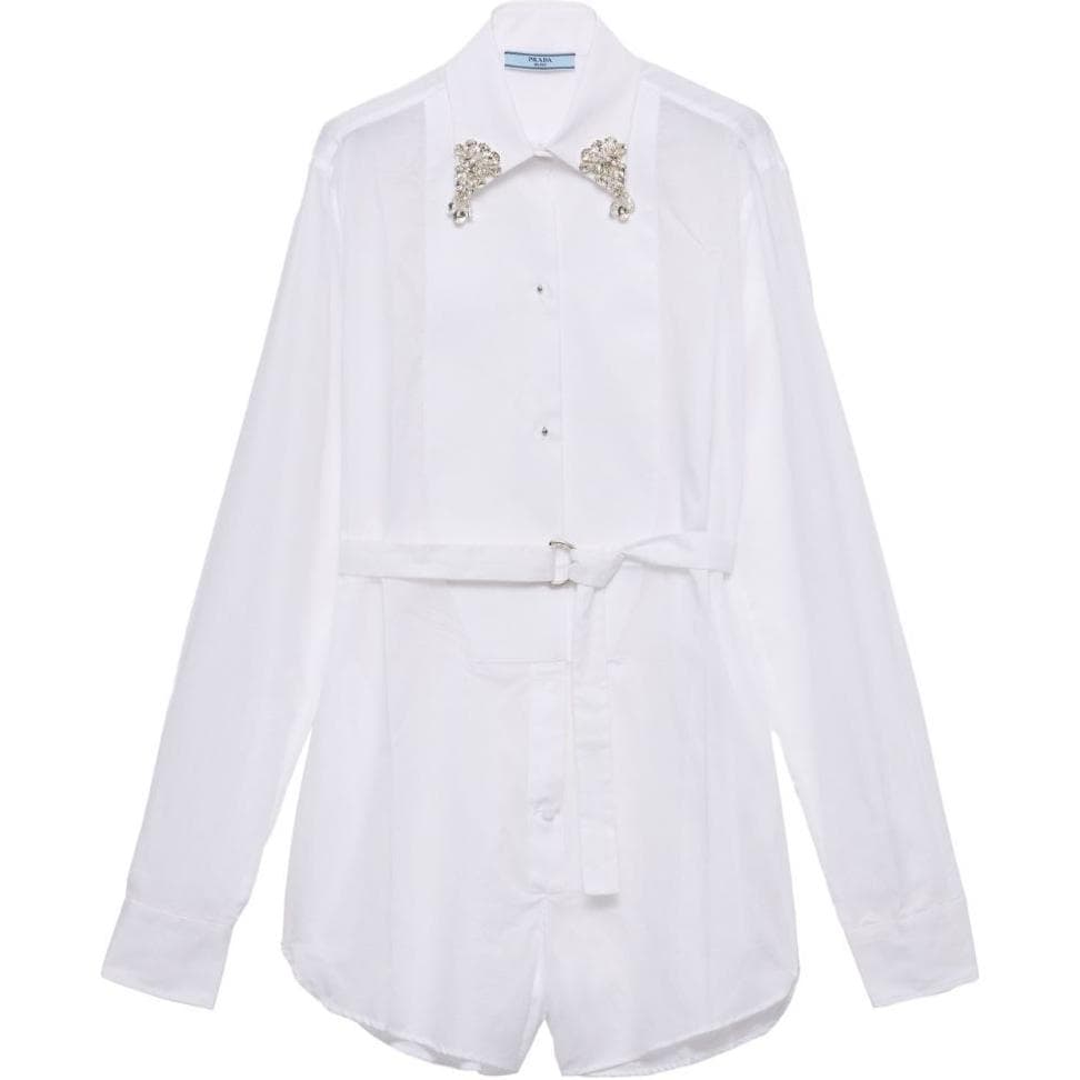 PRADA Short Batiste Jumpsuit White