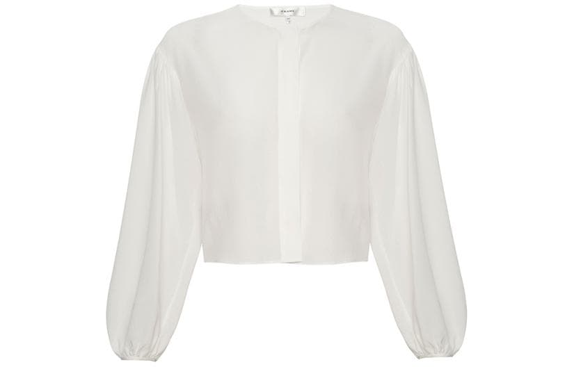 FRAME Shirts White Crew Neck Moderate Straight Fit