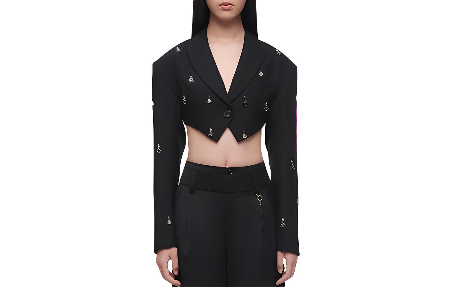 Feng Chen Wang Business Suits Black Suit Collar Moderate Straight Fit Black