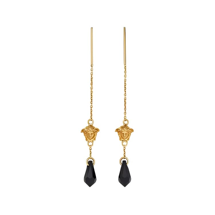 VERSACE Metal, Crystal Earrings Gold Gold