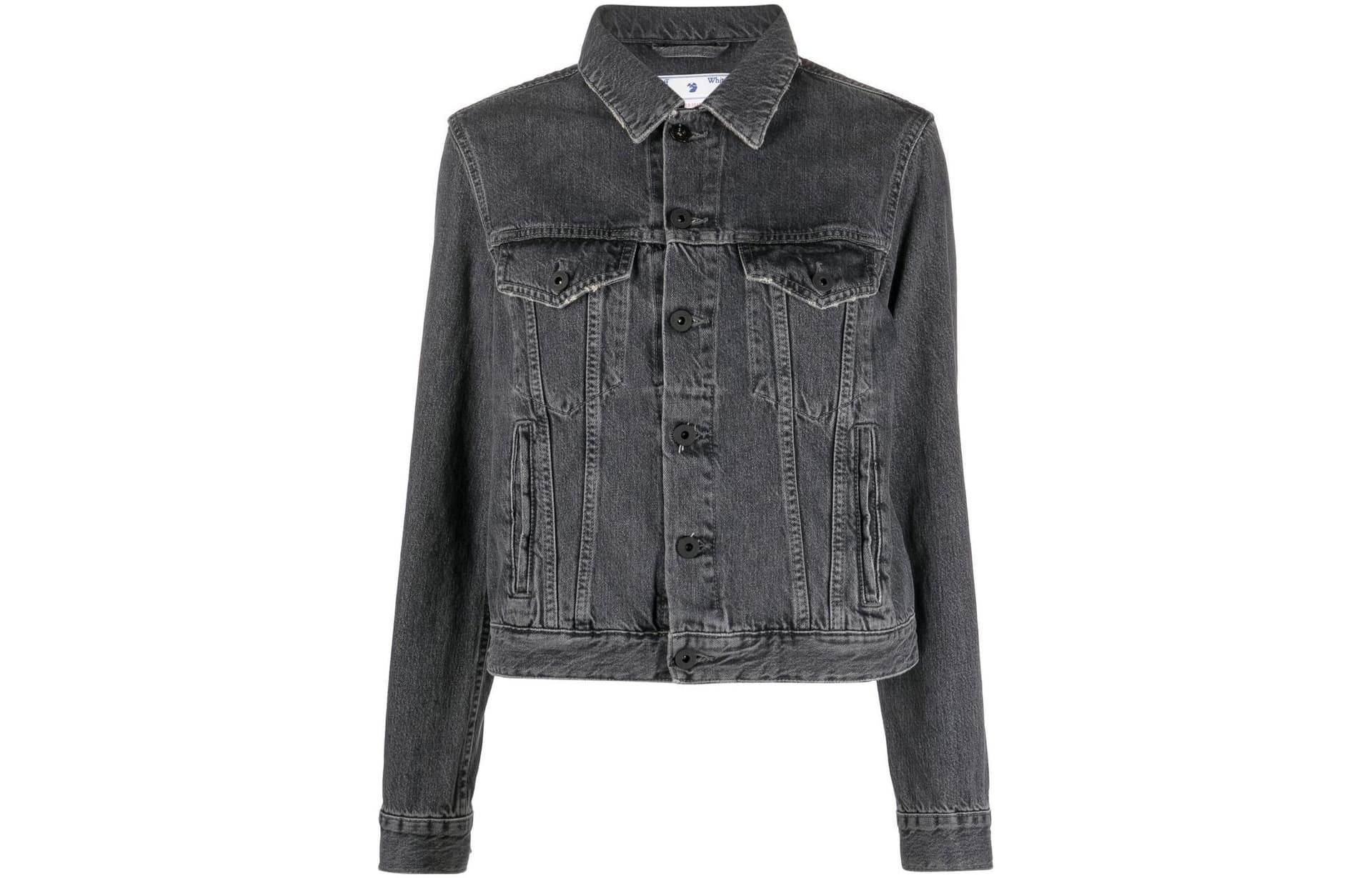 OFF WHITE Denim Jackets Gray Lapel Moderate Straight Fit Gray