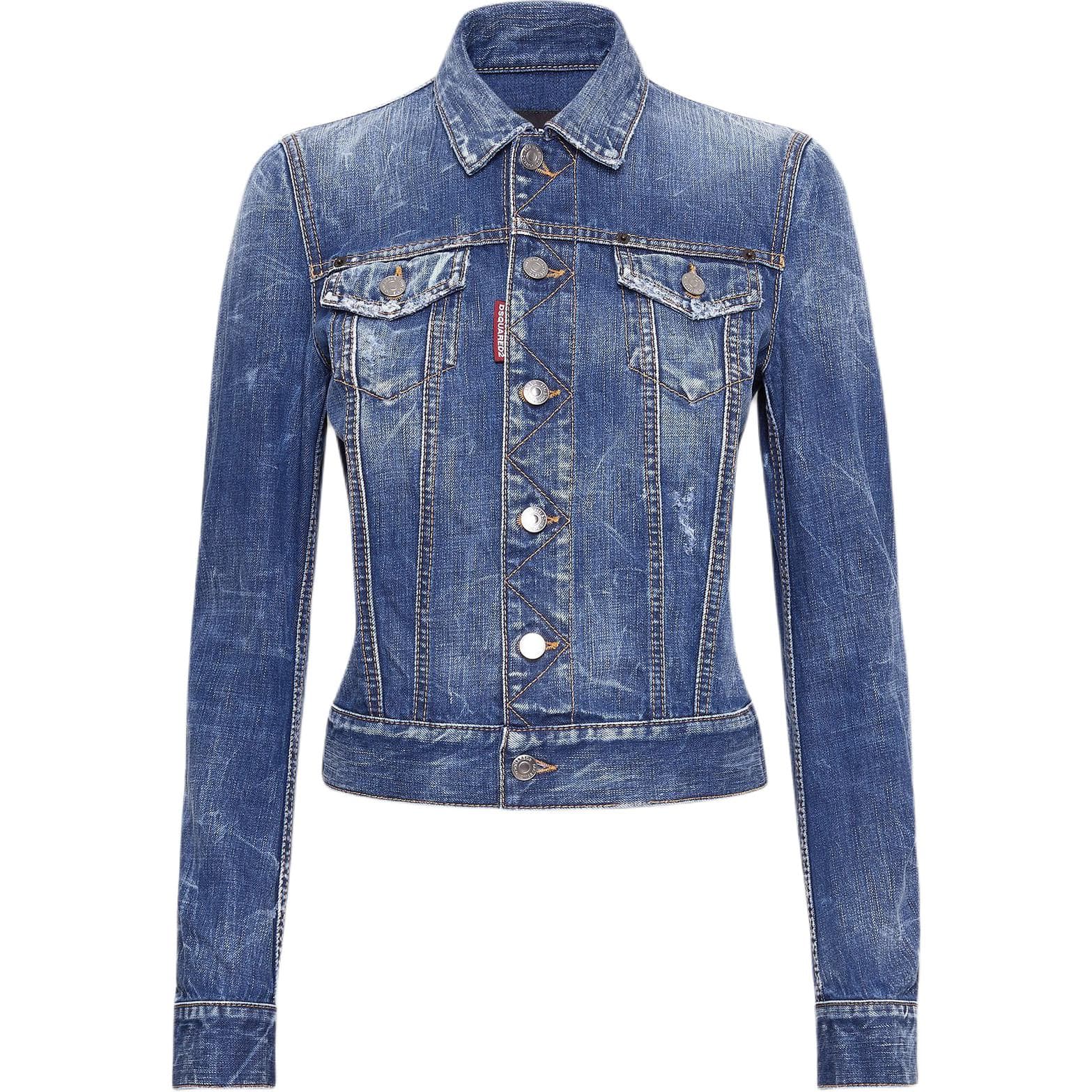 DSQUARED2 Distressed Denim Jacket Blue