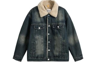 NANDCHN Denim Jackets Lapel Thickened Fleece Lined Other
