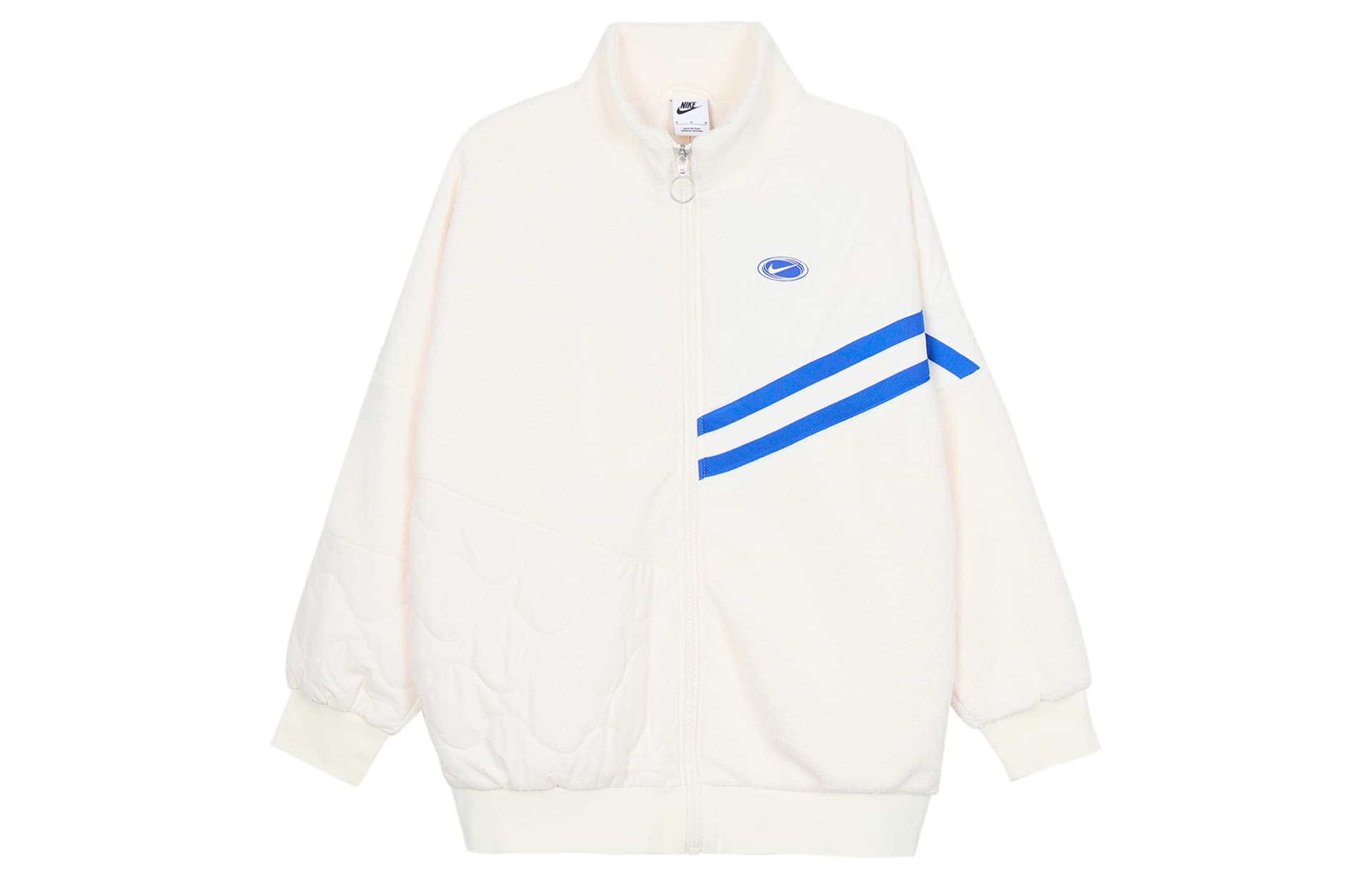 Nike Velvet Jackets Light Ivory White Stand Collar Moderate
