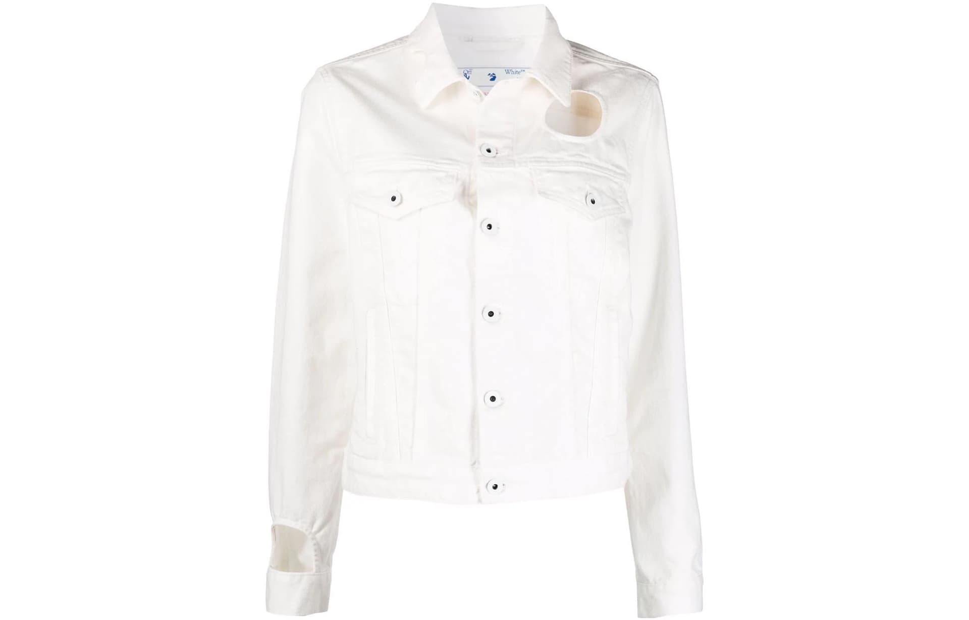 OFF WHITE Denim Jackets White Lapel Moderate Straight Fit