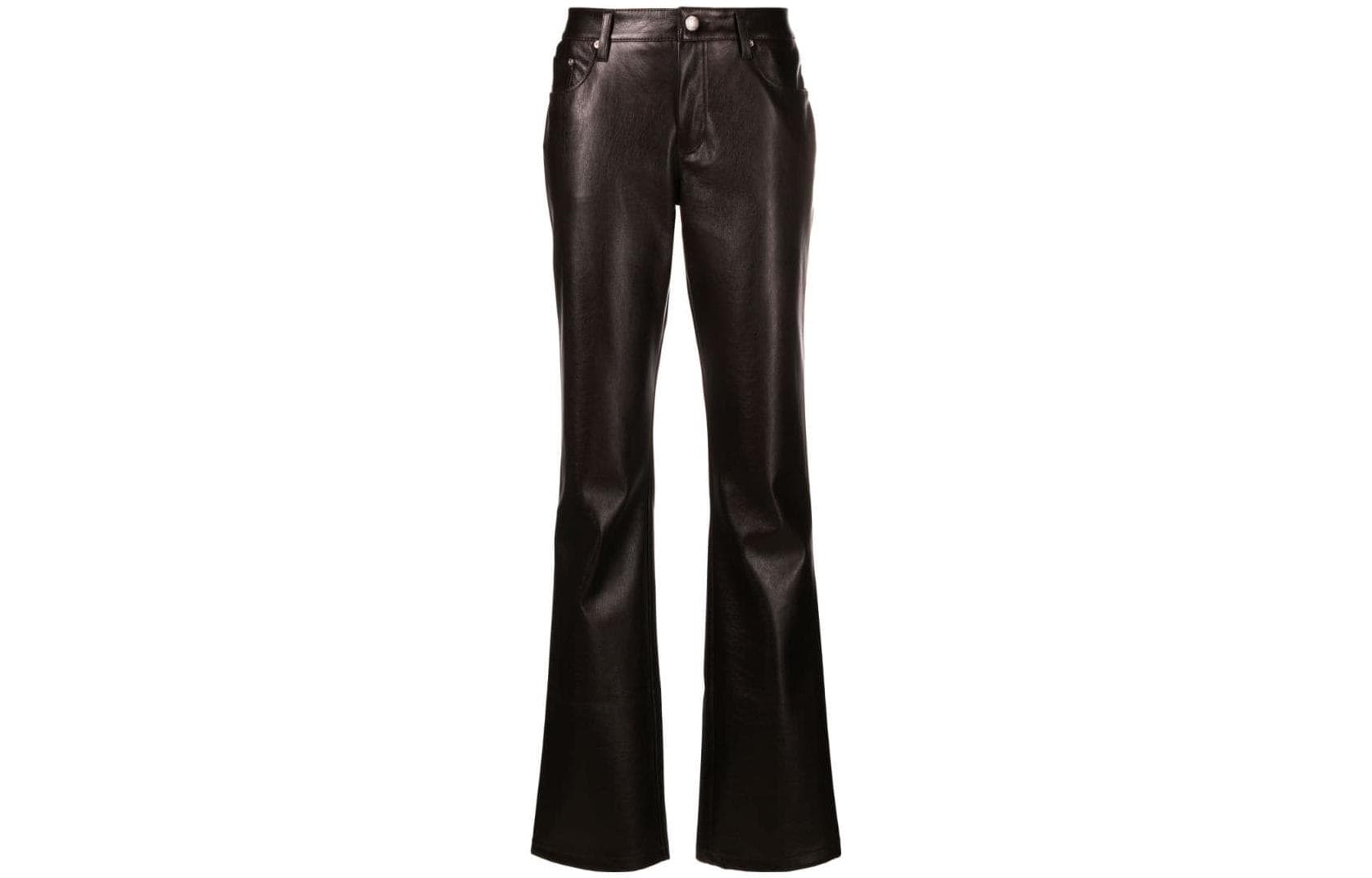 Misbhv fauxleather flared trousers Cedar Brown