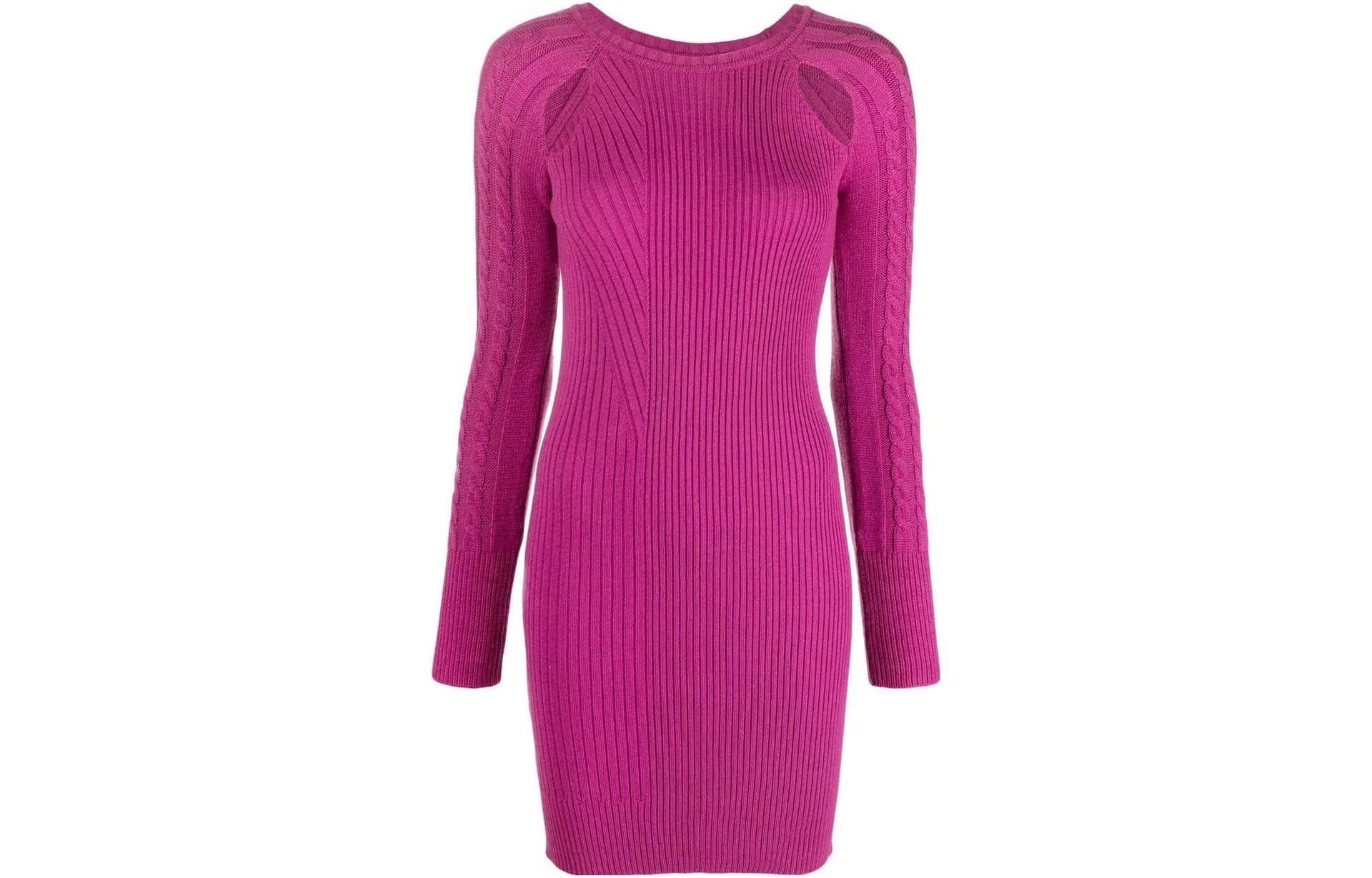PINKO Long Sleeved Rose Purple Crew Neck Moderate Short Rose Purple