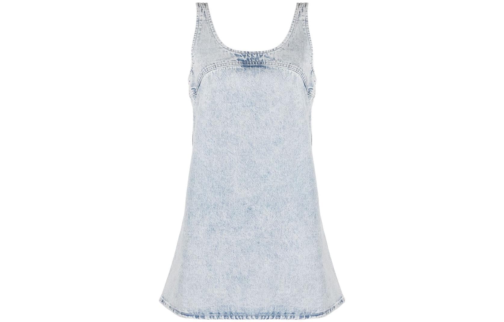 FRAME Sleeveless Light Blue Crew Neck Moderate Short Aline Skirt