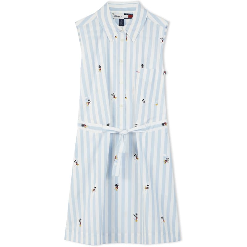 Tommy Hilfiger X Disney Tommy Hilfiger X DISNEY Sleeveless Light Blue White Stripes C1O Pointed Collar Moderate Mid Length Light Blue White Stripes C1O