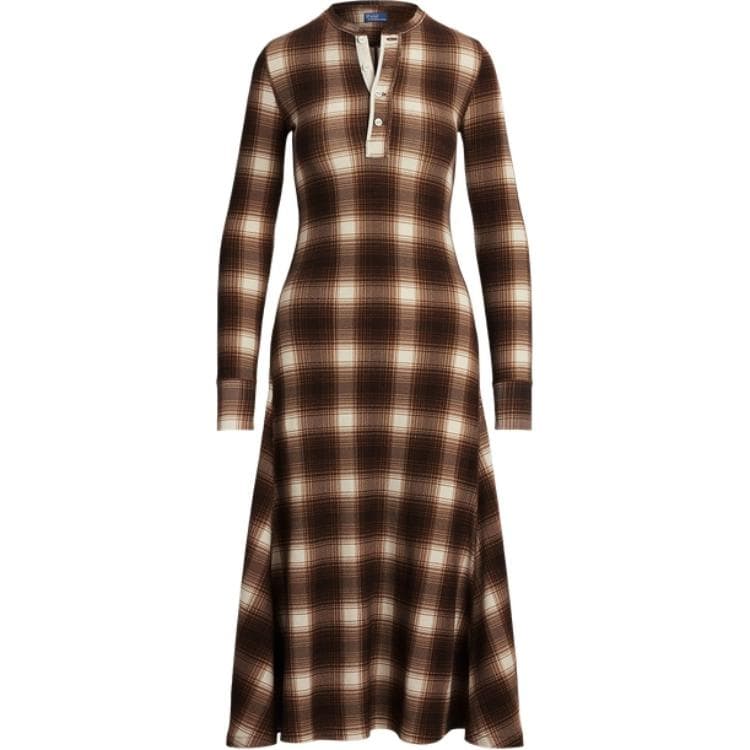 Polo Ralph Lauren FW24 Long Sleeved Dress Classic Version Dark Plaid