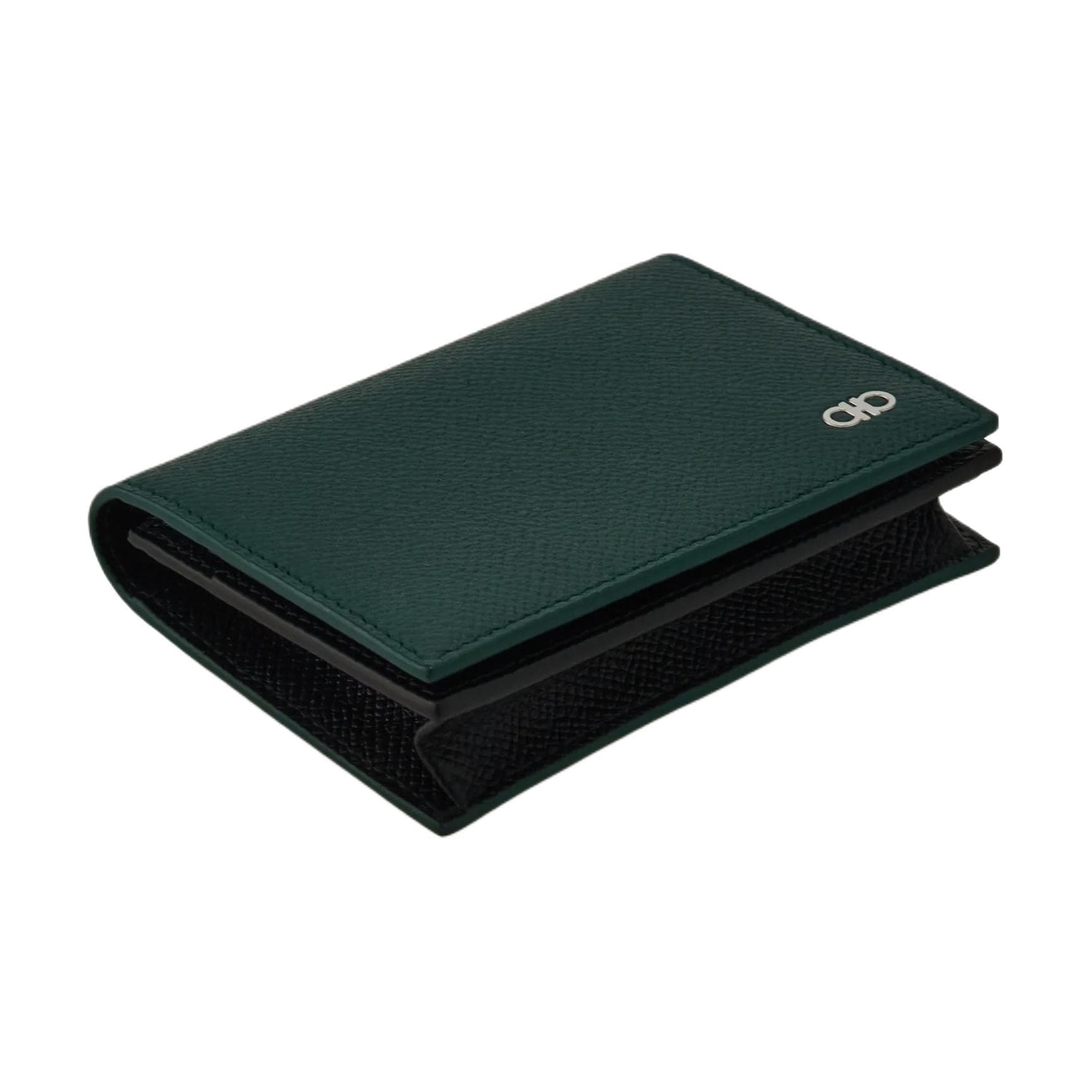 FERRAGAMO Gancini Calfskin Card Holder Regular Green