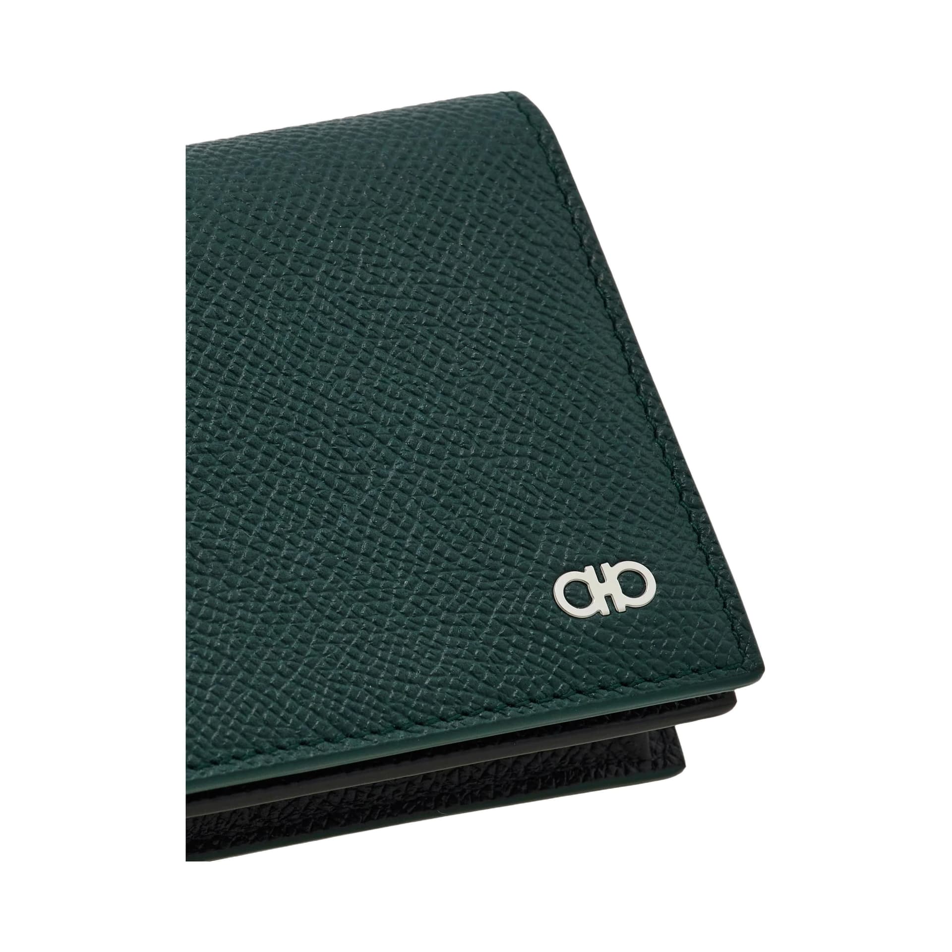 FERRAGAMO Gancini Calfskin Card Holder Regular Green
