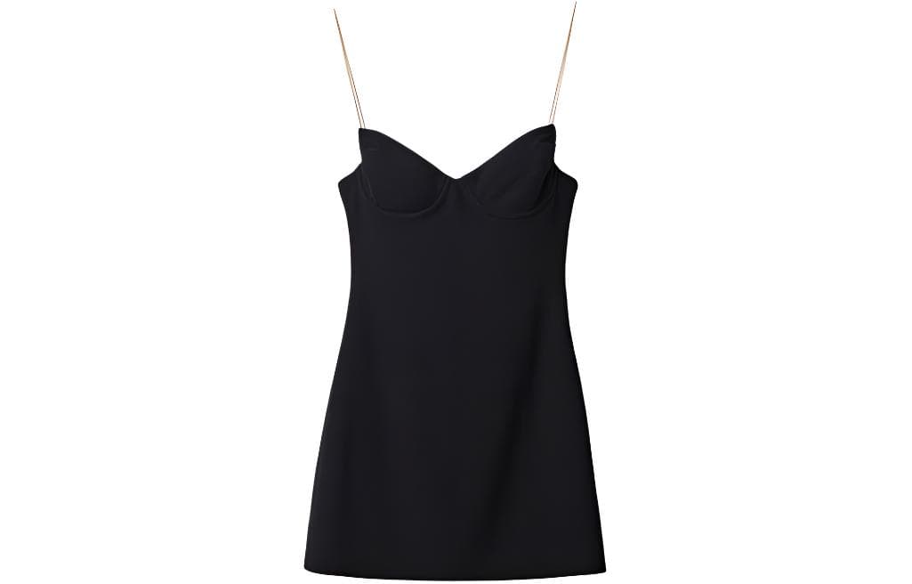 MIU MIU SweetheartNeck Spaghetti Strap Mini Skirt Black
