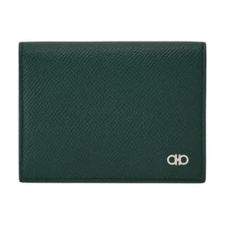 FERRAGAMO Gancini Calfskin Card Holder Regular Green