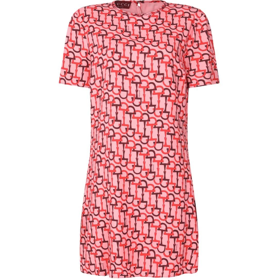 GUCCI Horsebit Print Short Sleeve Dress
